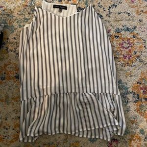 Striped ruffle spaghetti strap blouse